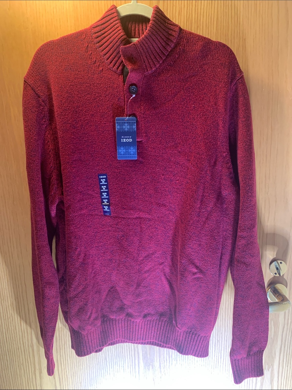 New! IZOD Men's Maroon Stand-Neck Sweater - XL